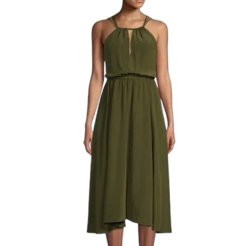 MILLY Women’s Mykonos Cross-Back Halter Dress Army Green - Size 2